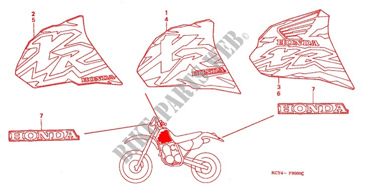 STICKERS ('96,'97,'98) for Honda XR 400 1998