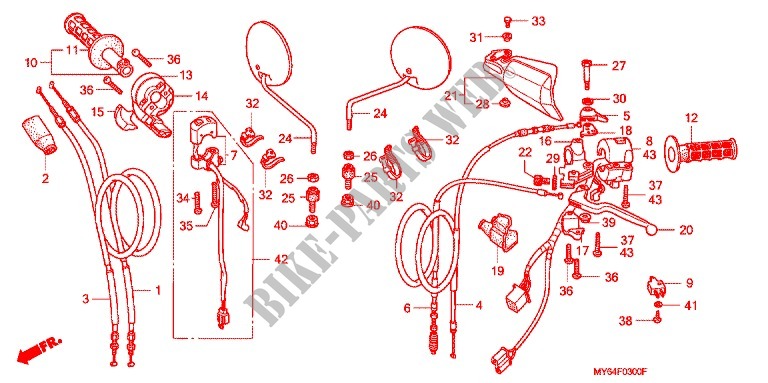 HANDLE SWITCH   LEVER   CABLE   GRIP for Honda XR 650 L 1998