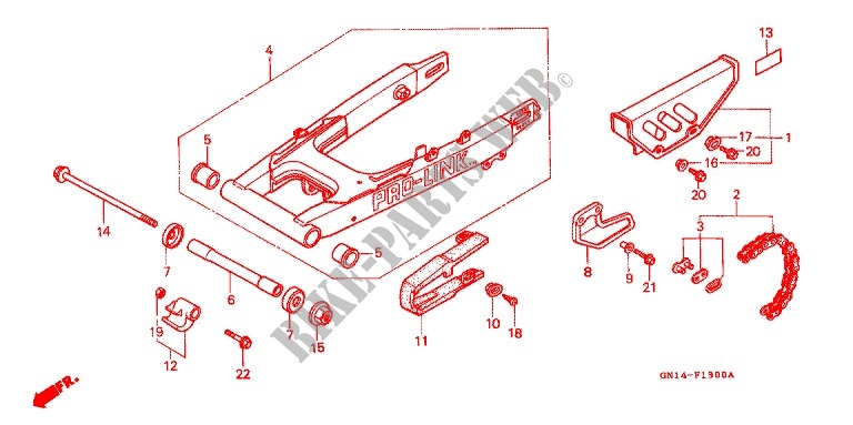 REAR ARM   CHAIN CASE for Honda XR 80 1991