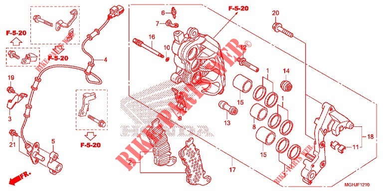 RIGHT FRONT BRAKE CALIPER for Honda CROSSTOURER 1200 DCT ABS RED 2018
