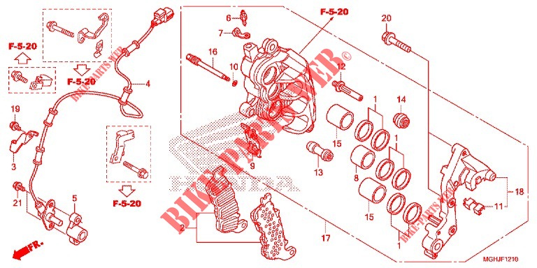 RIGHT FRONT BRAKE CALIPER for Honda CROSSTOURER 1200 DCT 2018