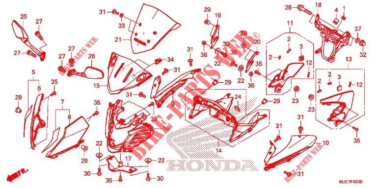 FRONT COWL for Honda CBR 650 F ROUGE 2018