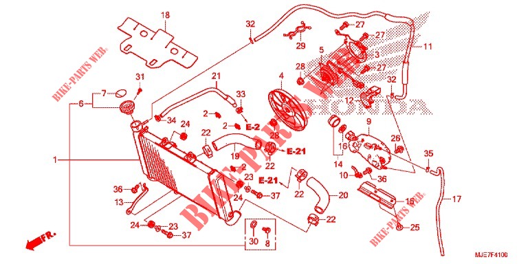 RADIATOR for Honda CBR 650 F RED 2018