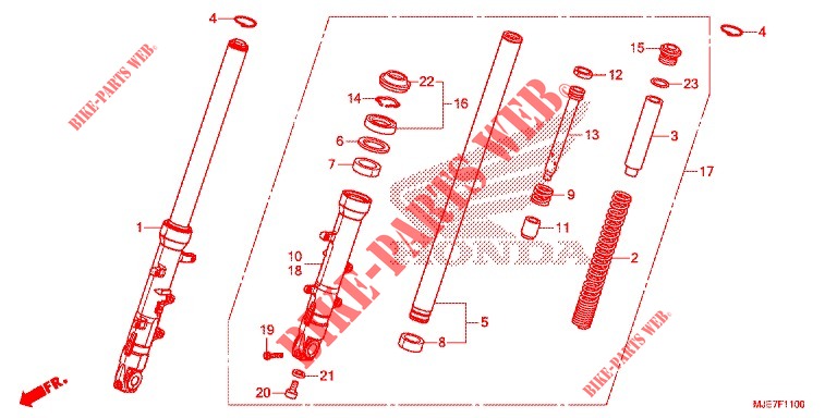 FRONT FORK for Honda CBR 650 F RED 2018
