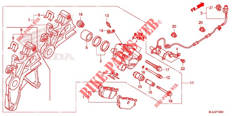 REAR BRAKE CALIPER for Honda NC 750 S 2014