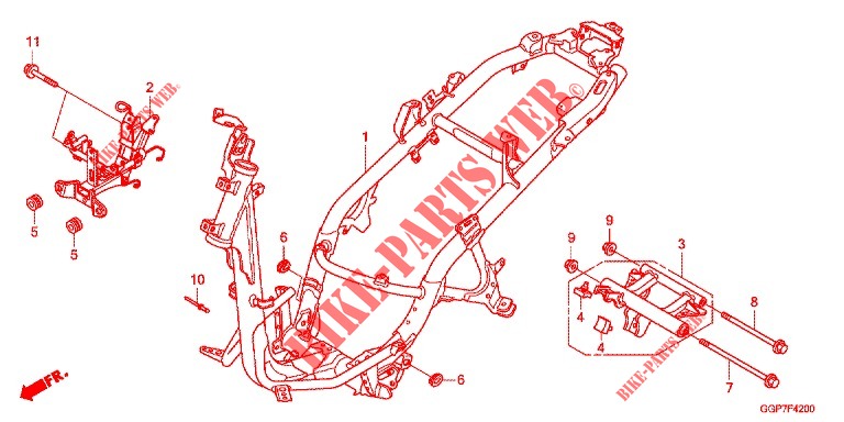 FRAME (NSC50/MPD/WH) for Honda VISION 50 2012