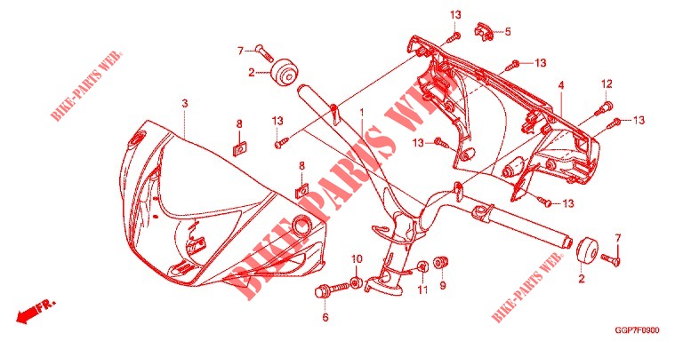 HANDLEBAR   COWL (NSC50/MPD/WH) for Honda VISION 50 2012