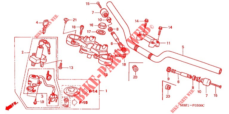 HANDLEBAR   TRIPLE CLAMP   STEERING STEM for Honda CB 600 HORNET With Speed warning limit 1998