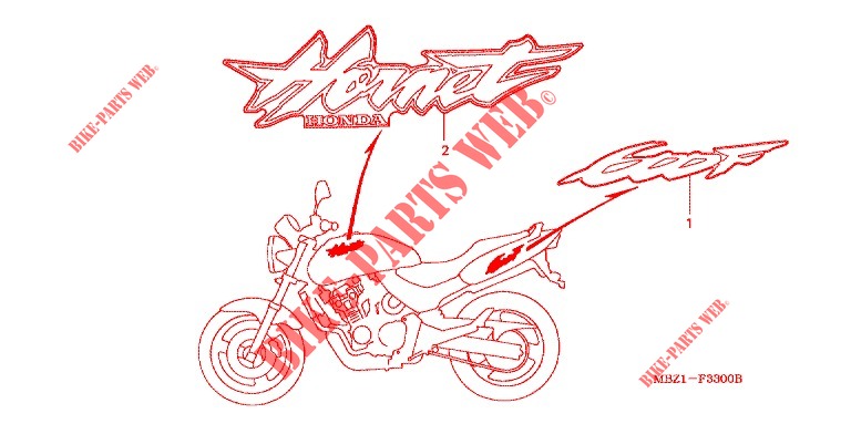 STICKERS (CB600FW/X) for Honda CB 600 HORNET With Speed warning limit 1998