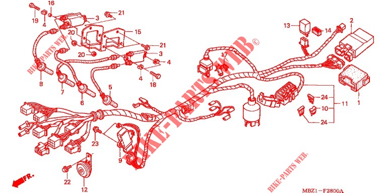 WIRE HARNESS (CB600FW/X) for Honda CB 600 HORNET With Speed warning limit 1998