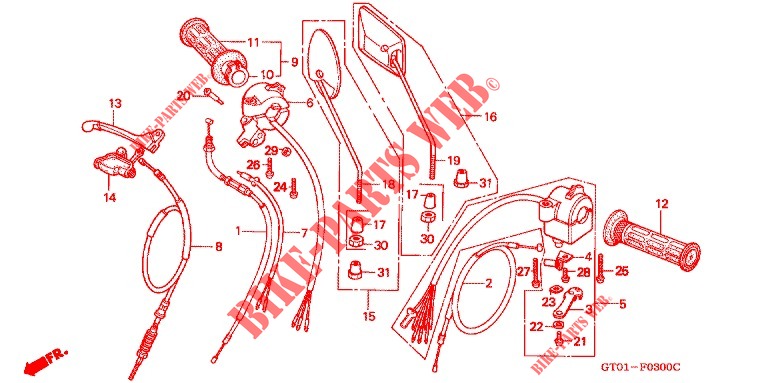 LEVER   SWITCH   CABLE for Honda SUPER CUB 70 CUSTOM 1997