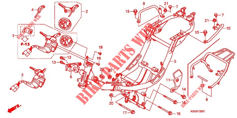 FRAME   IGNITION (2) for Honda BIZ 125 PEDAL ARRANQUE UNICAMENTE 2009