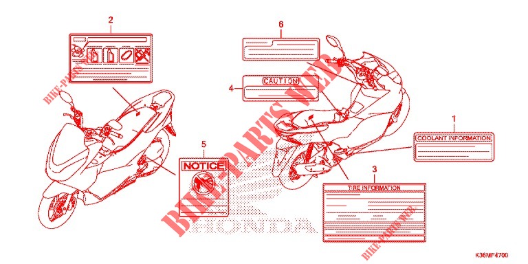 CAUTION LABEL for Honda PCX 150 2015