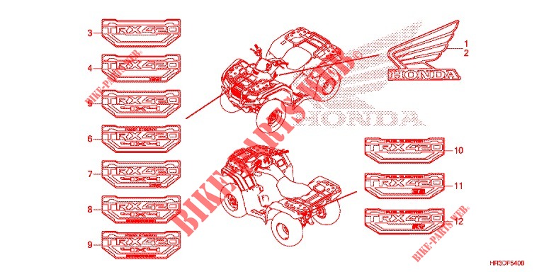 STICKERS for Honda FOURTRAX 420 RANCHER 4X4 AT DCT 2020