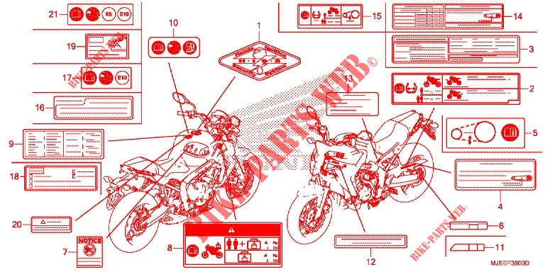 CAUTION LABEL (CRF1000A2/D2) for Honda CB 650 F ABS 2016